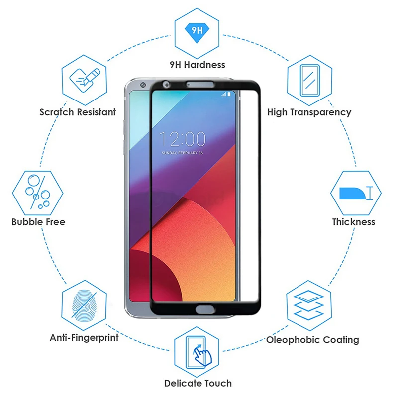 Закаленное стекло с полным покрытием для LG G6 2 шт./лот 5 7 дюйма H870 H871 LS993 Защитная