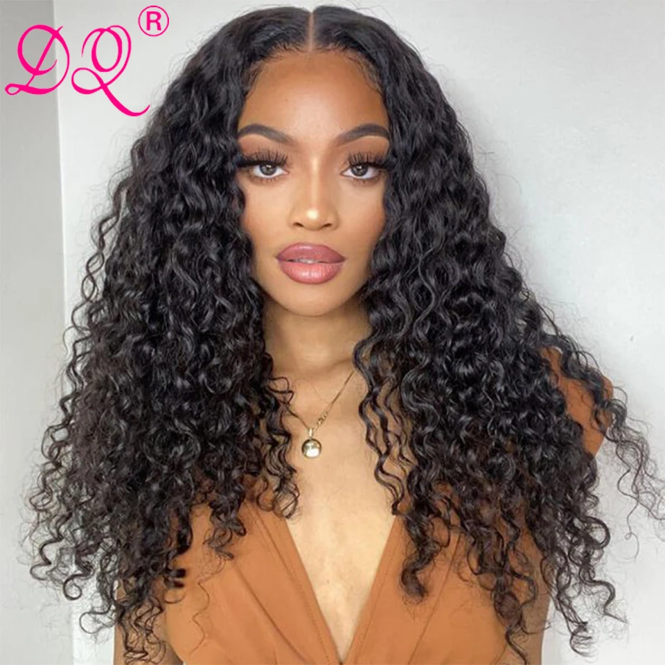 Long Afro Kinky Curly Synthetic Wig T Part Lace Front Wig For Black Women Heat Resistant Fiber Ombre Daily Halloween Cosplay Wig