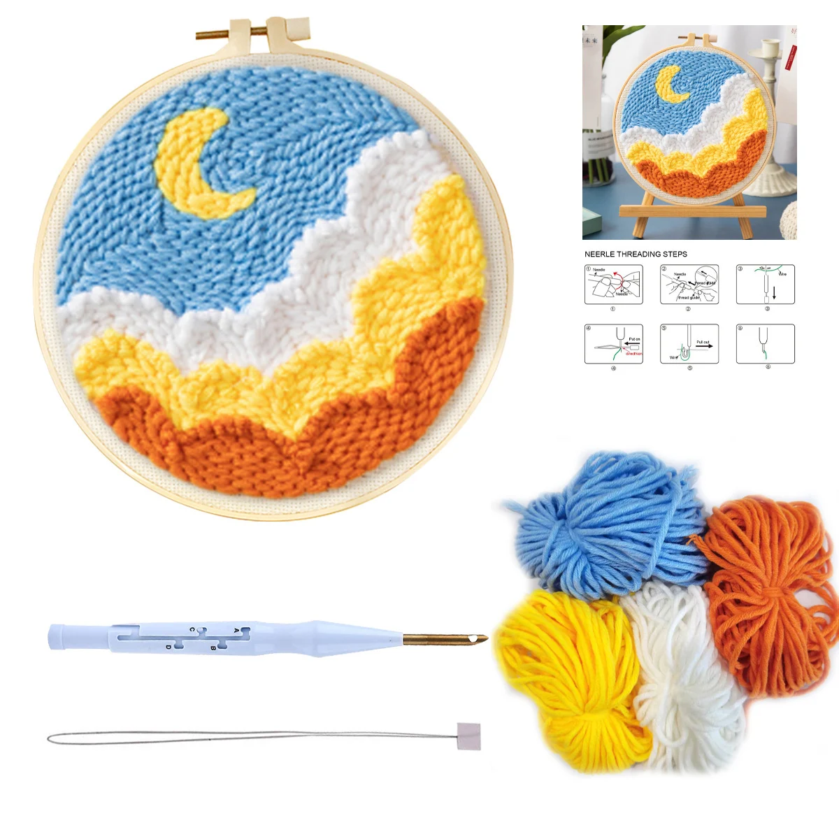 

SDOYUNO Poking Embroidery Diy Punch Needle Starter Kits For Beginner Adults Landscape Handicrafts Yarn Painting For Home Decors