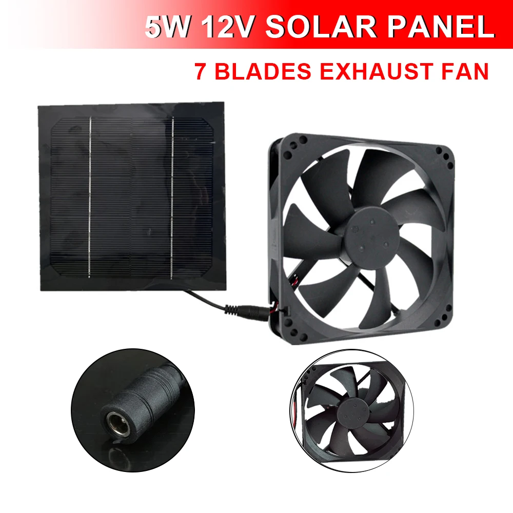 

50W 12V Solar Fan Solar Panel 6 Inch Mini Ventilator Portable Outdoor DIY Charging RV Greenhouse Dog Henhouse Drive Fan Kit Tool