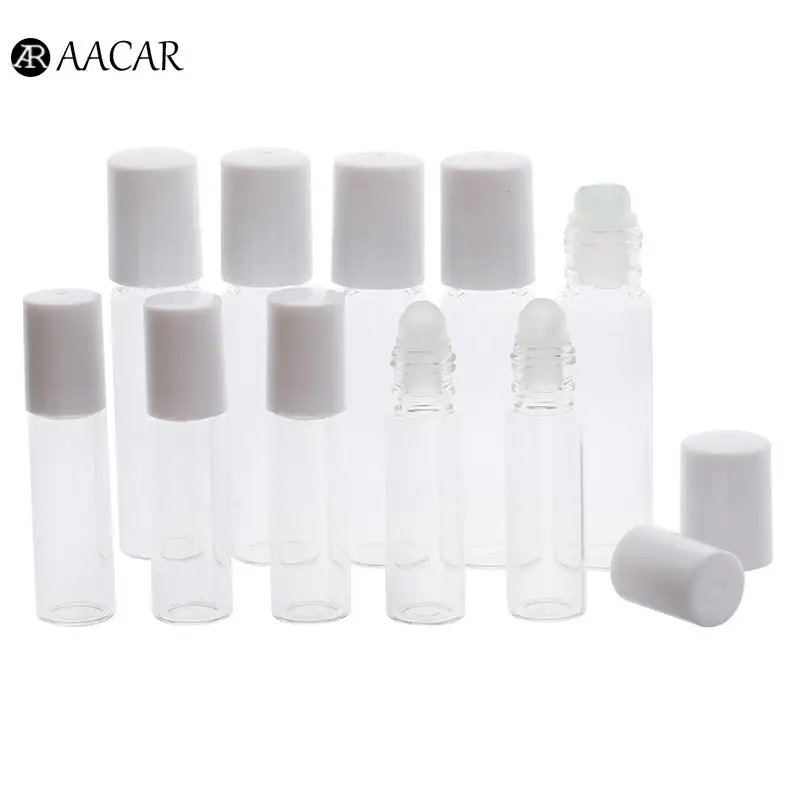 

1/5Pcs 5ml/10ml Glass Roller Bottles Empty Clear Bottle Roll On Ball Empty Cosmetic Essential Oil Vial Transparent Glass Tube