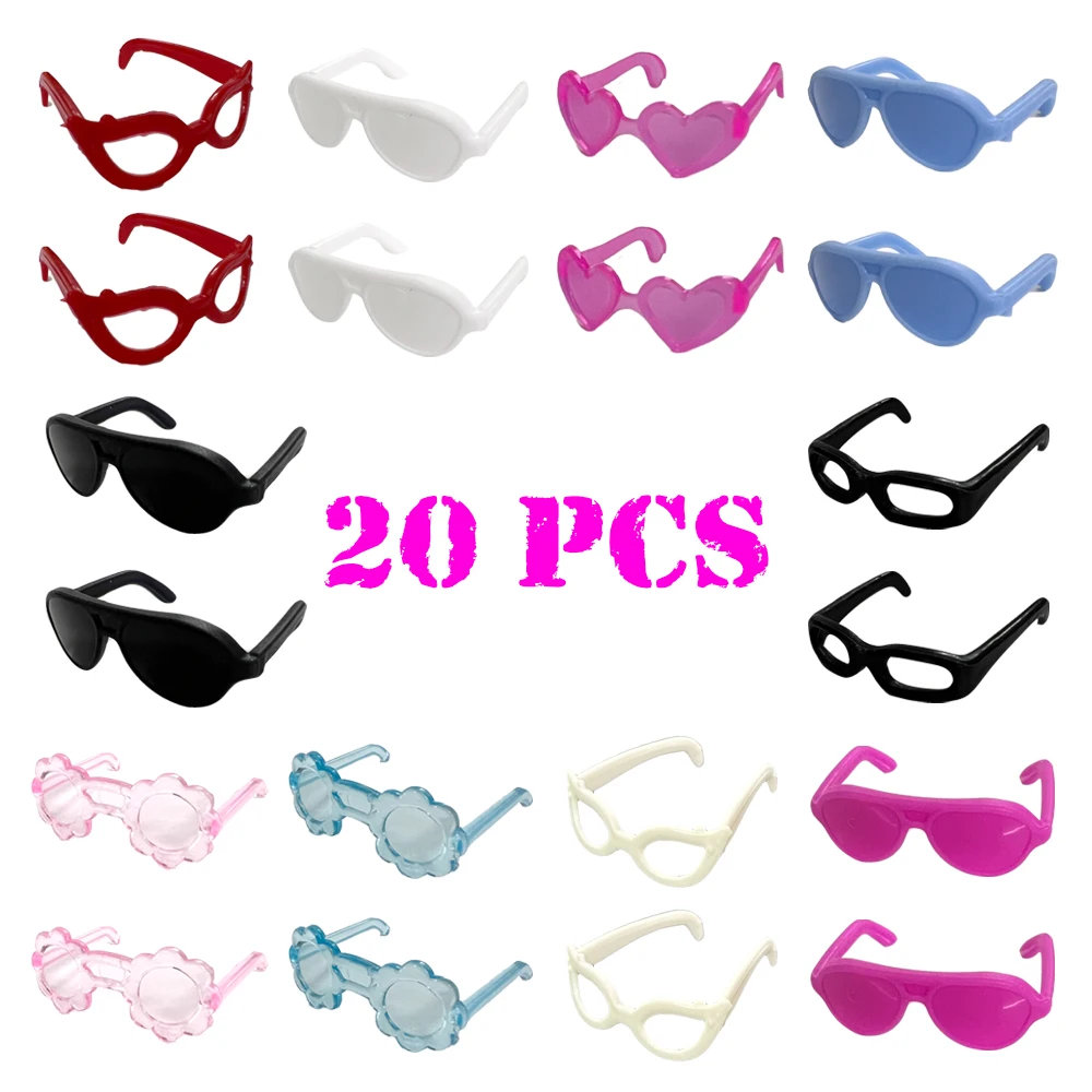 

NK 20 Pcs Multi Style 30CM Princess Beautiful Plastic Sun Glasses Fashion Party Toy For Barbie Accessories Doll Child Girl Gift