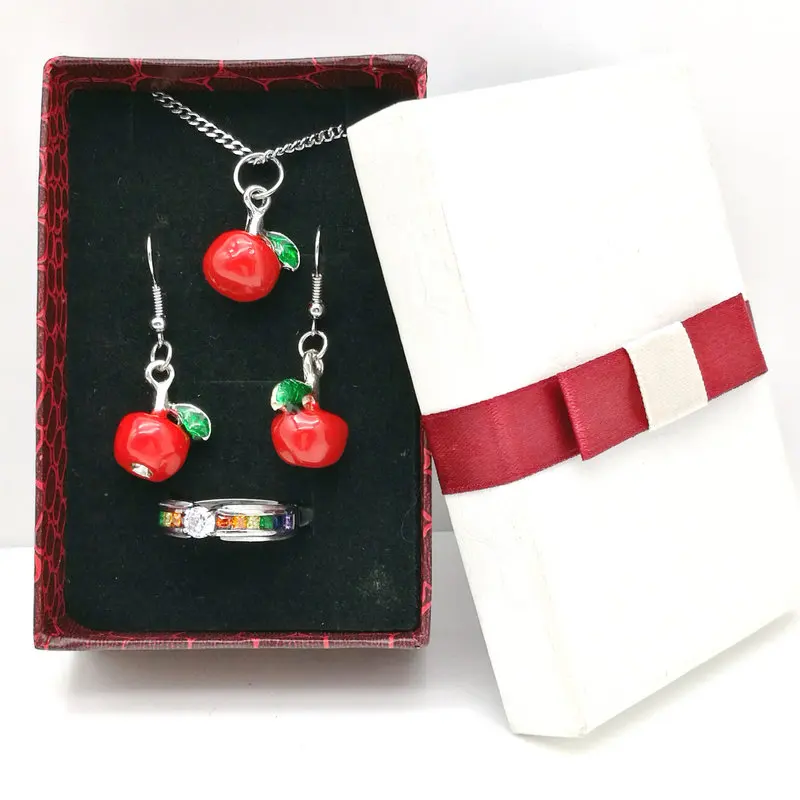 

24 шт., прямоугольные белые + красные серьги, ожерелье, подвеска, кольцо, набор коробок, ювелирные изделия, подарочный набор, коробка 90x60x30 мм