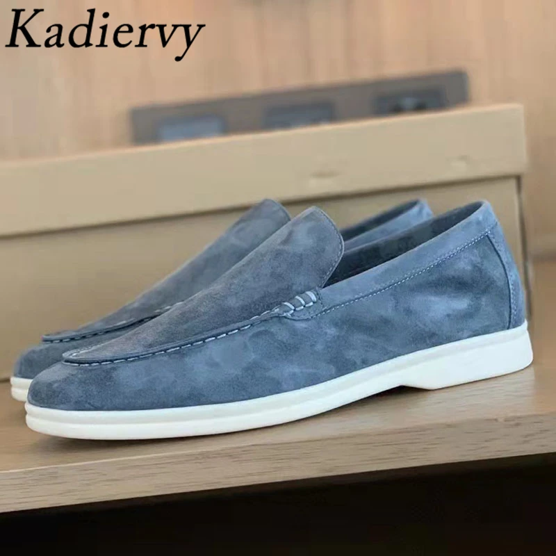 

Classic Flat Casual Walk Shoes Women Kid Suede Slip-on Comfy Loafers Shoes Real Leather Driving Shoes Mules 35-42