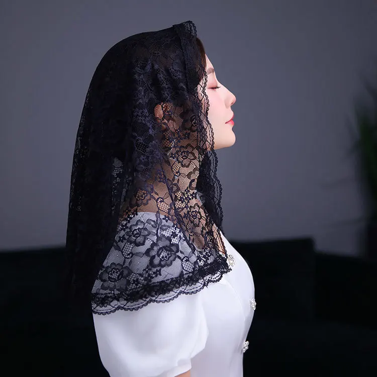 Кружевной головной убор для невесты мусульманский короткая вуаль шаль одна