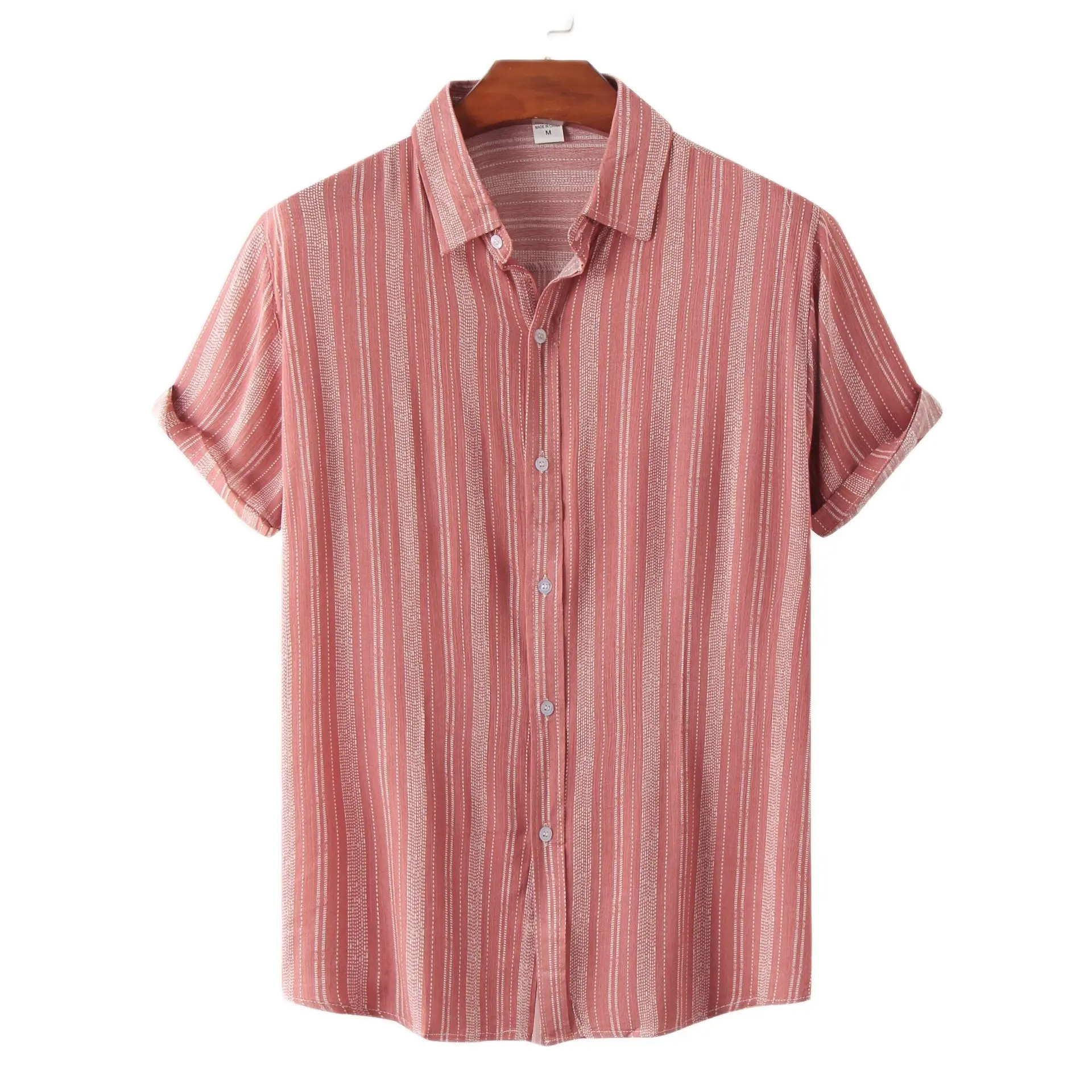 

Мужская гавайская рубашка в полоску, с коротким рукавом, на пуговицах