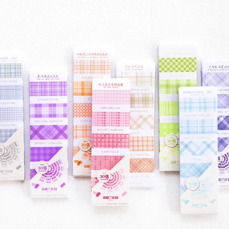 

30 листов, клетчатые наклейки для скрапбукинга