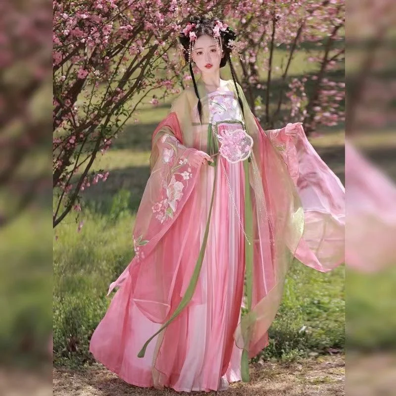 Китайская одежда Han 2024 женская юбка Термуса с машинной вышивкой супер на весну и