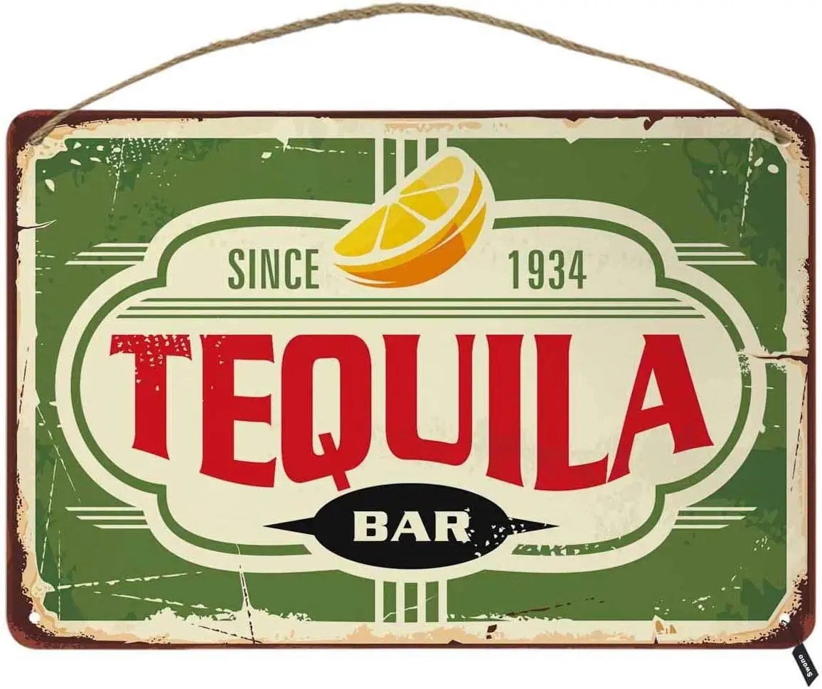 Swono Tequl Br Tn Sgns Vntge Metl Sgn Для мужчин и женщин Wll Decor for Brs Resturnts Cfe Pubs 12x8 nch