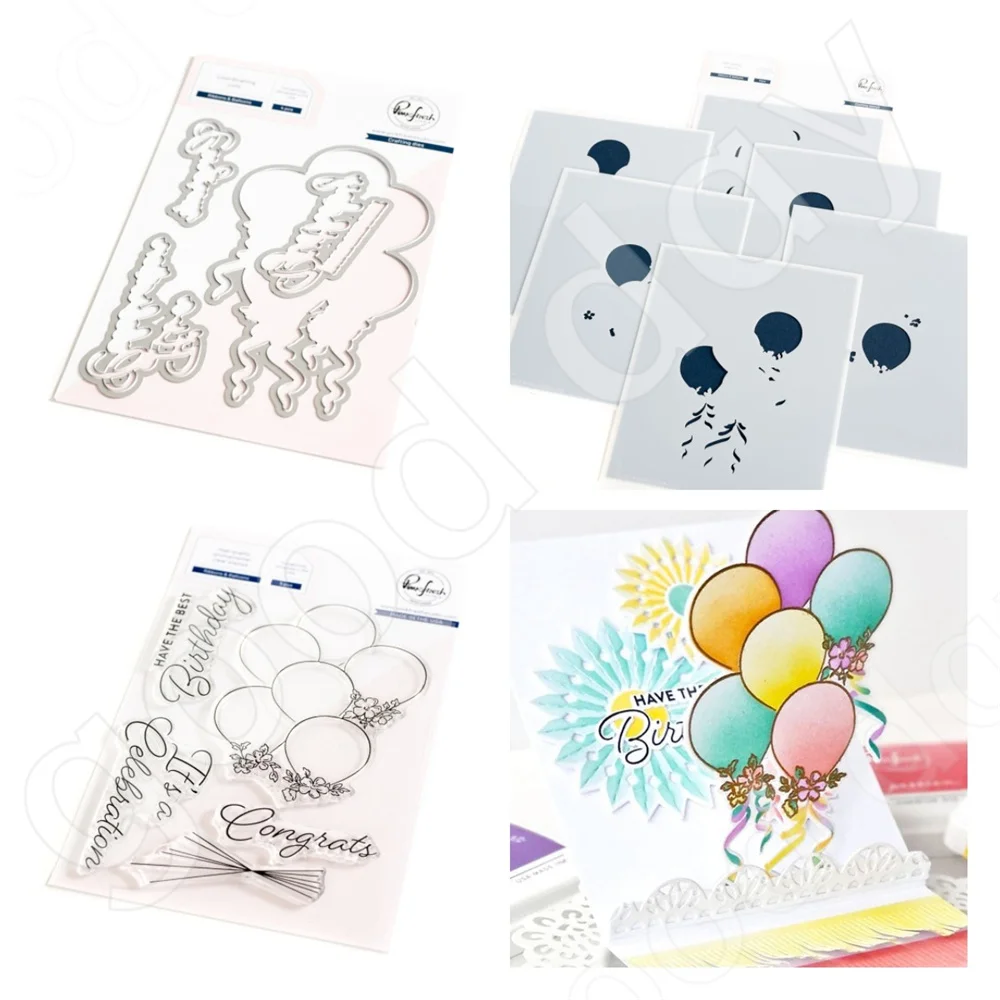 

2023 New Ribbons & Balloons Cutting Dies Stamps Stencil Scrapbook Diary Decoration Embossing Template DIY Greeting Card Handmade