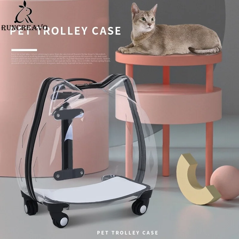 

Cat Bag Pet Trolley Case Cat Travel Case 360° Panoramic Transparent Transport Bag Large Capacity Portable Cat and Dog Handbag