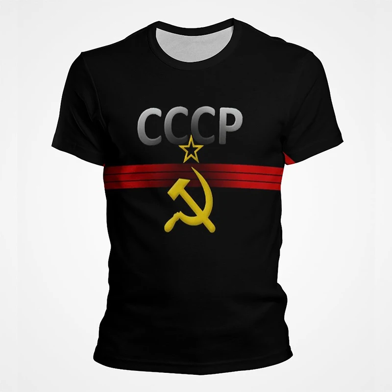 

2023 3D Printed Retro Ussr Soviet Casual Short Sleeve Men's Clothing O-Neck Retro Top T-shirt Cccp Russian Men's Fashion T-shirt