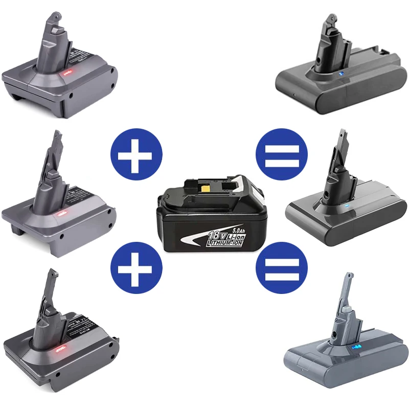

MT18V6 Battery Converter Adapter for Makita 18V Li-ion Battery Convert To For Dyson V6 V7 V8 SV04 SV03 DC59 DC58 DC62 SV09 SV05