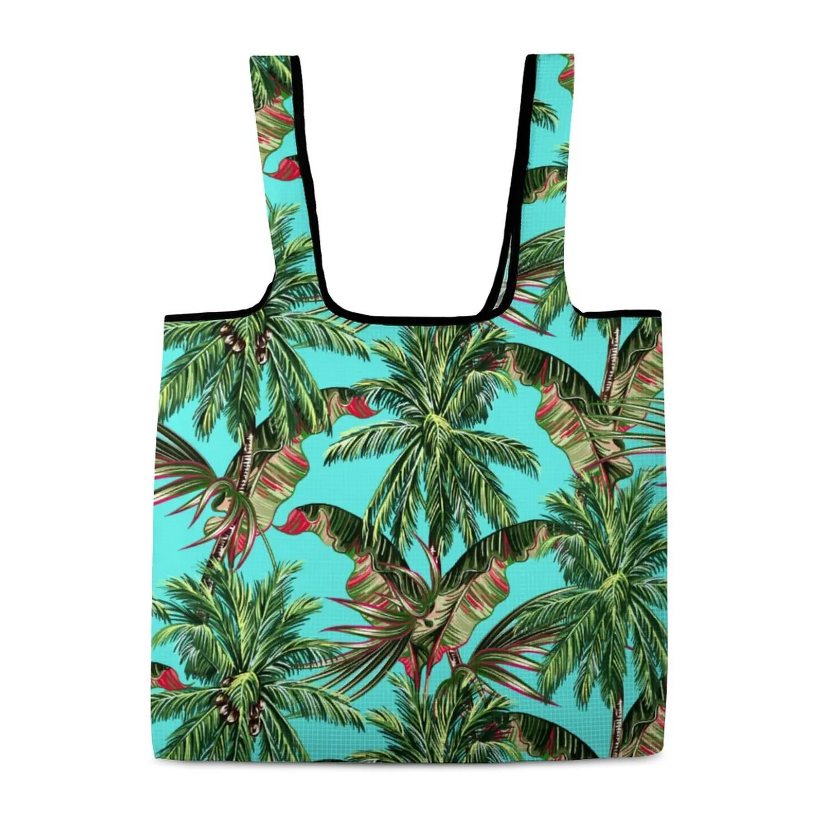 Custom Patterns Leaf Fashion Grocery Bag Full Printed Portable Shopper Bag Reusable Portable High Capacity Travel Totebag