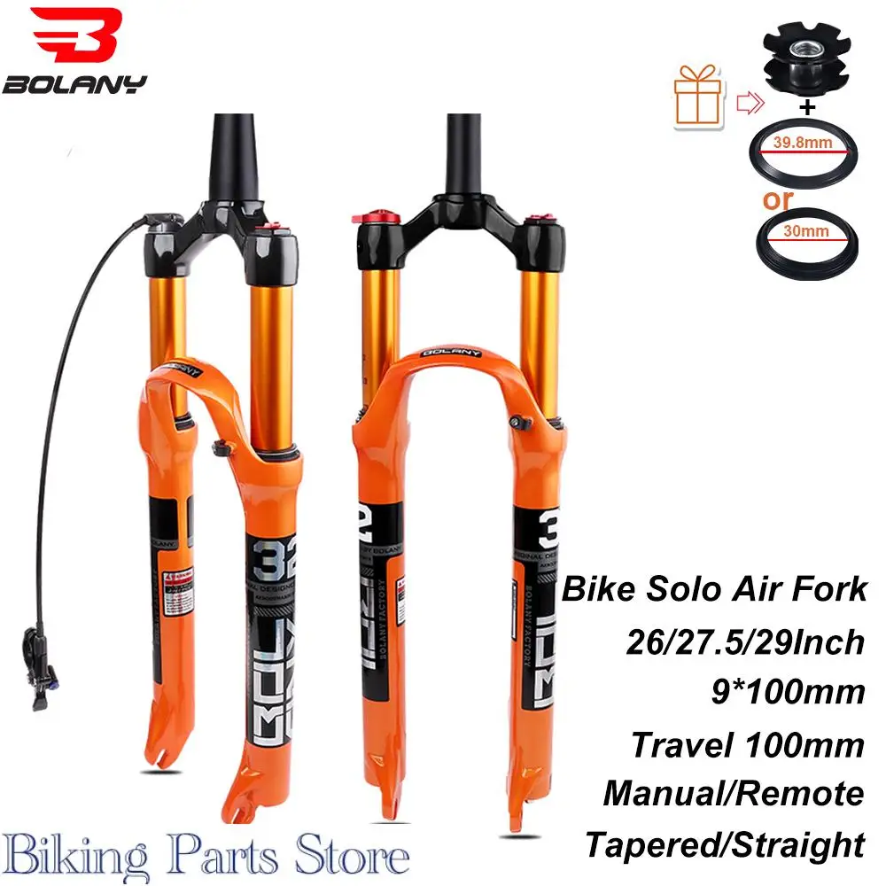

BOLANY MTB Bike Fork Air Suspension 26/27.5/29 Inch Mountain Bike 100mm Straight/Tapered Disc Brake Fork For Bicycle Accessories