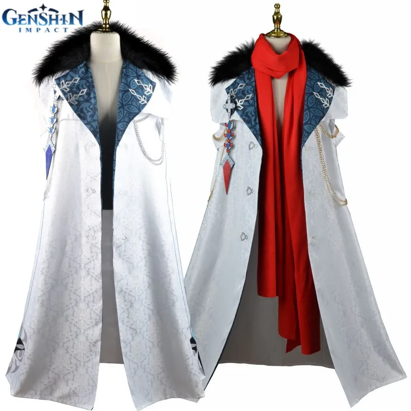 

Игровой костюм для косплея из аниме Genshin Impact Fatui, накидка руководителя, Униформа, тартаглия сандрон, зимняя Ночная форма Lazzo, подарок на Хэлло...