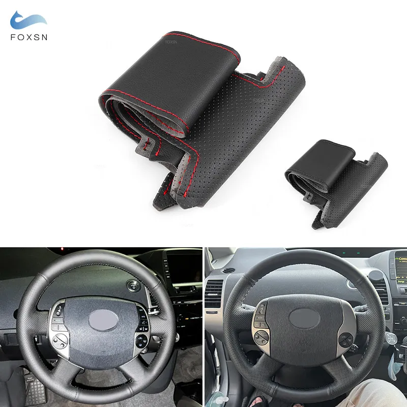 Сшитый вручную автомобильный Стайлинг перфорированный кожаный чехол на руль для