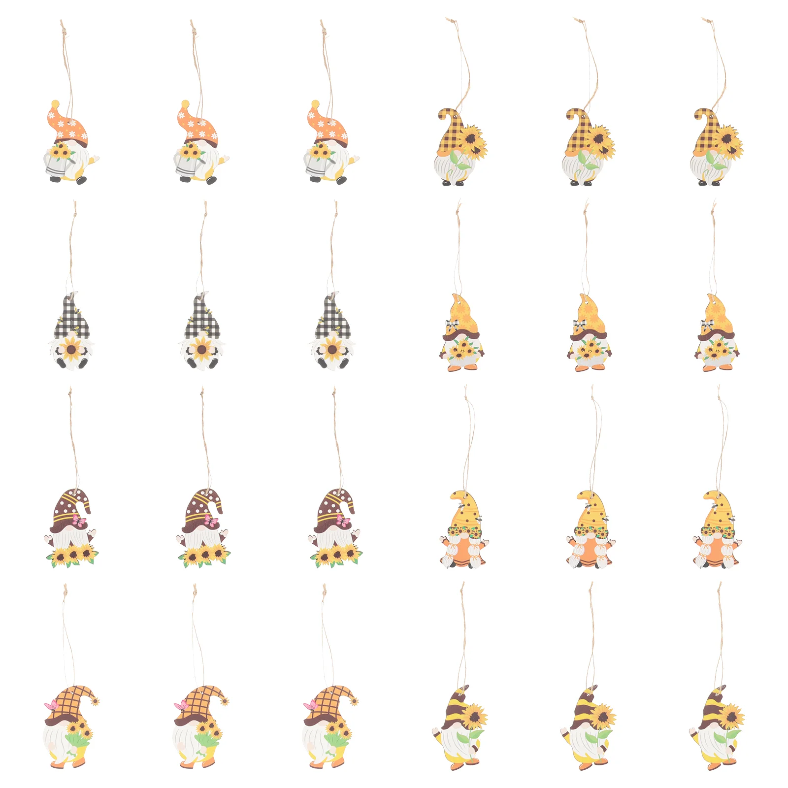 

24Pcs Decorative Hanging Gnome Craft Delicate Lovely Dwarf Doll Wooden Pendant