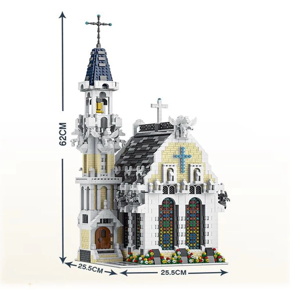 

Creative Expert Street Views Medieval City Church Moc Bricks Modular House Model Building Blocks Toys Famous Architecture 033006