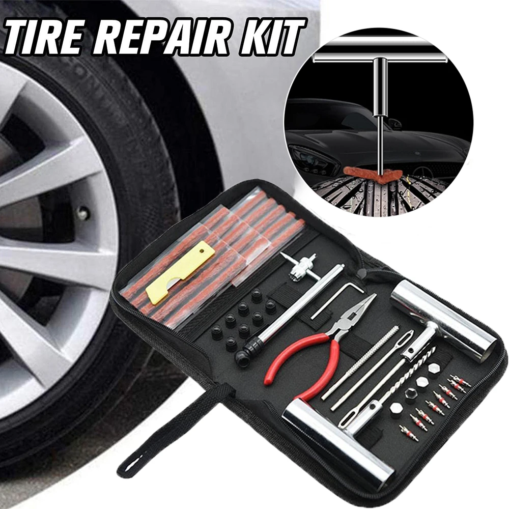 

46/62 Pcs Set Car Tire Repair Tool Tire Repair Kit Studding Tool Set Auto Bike Tire Repair Puncture Plug Garage Car Accessories