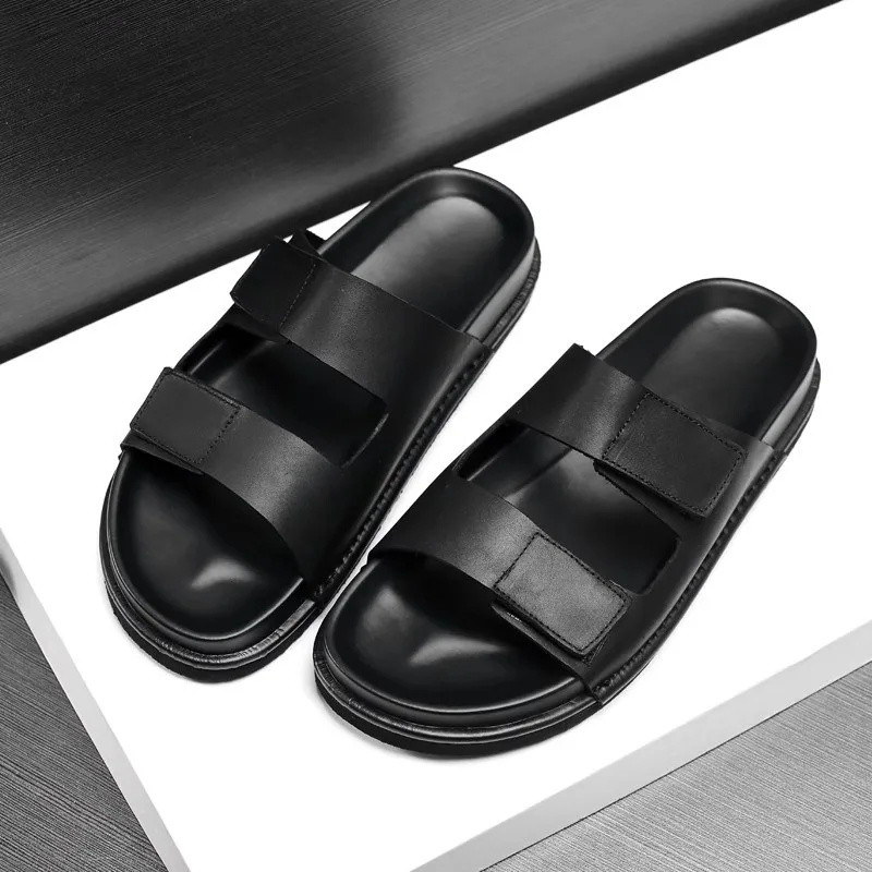 Мужские сандалии в британском стиле, новинка 2024, кожаные сандалии для ...