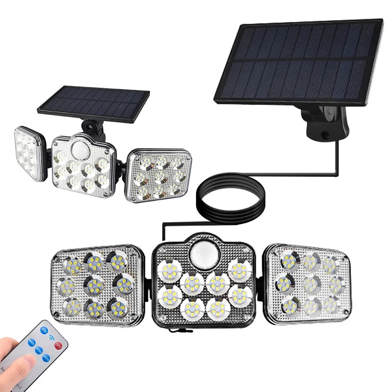 

Triple Solar Wall Light 138LED Outdoor solar split light control human body induction lamp Waterproof high-power illumination