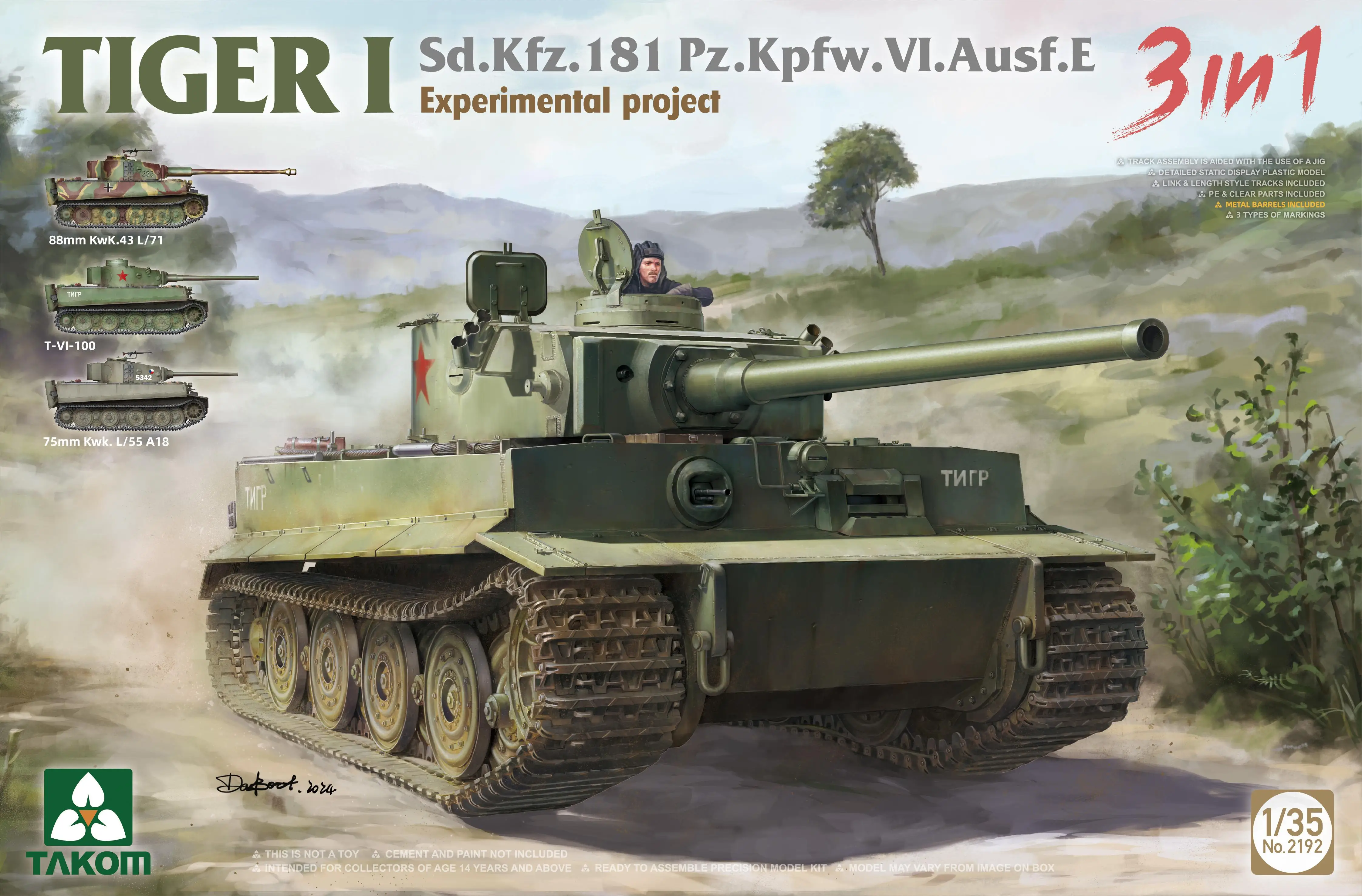 TAKOM 2192 масштаб 1/35 Sd.Kfz181 Pz.Kpfw.VI Ausf.E Tiger I экспериментальный проект 3 в 1