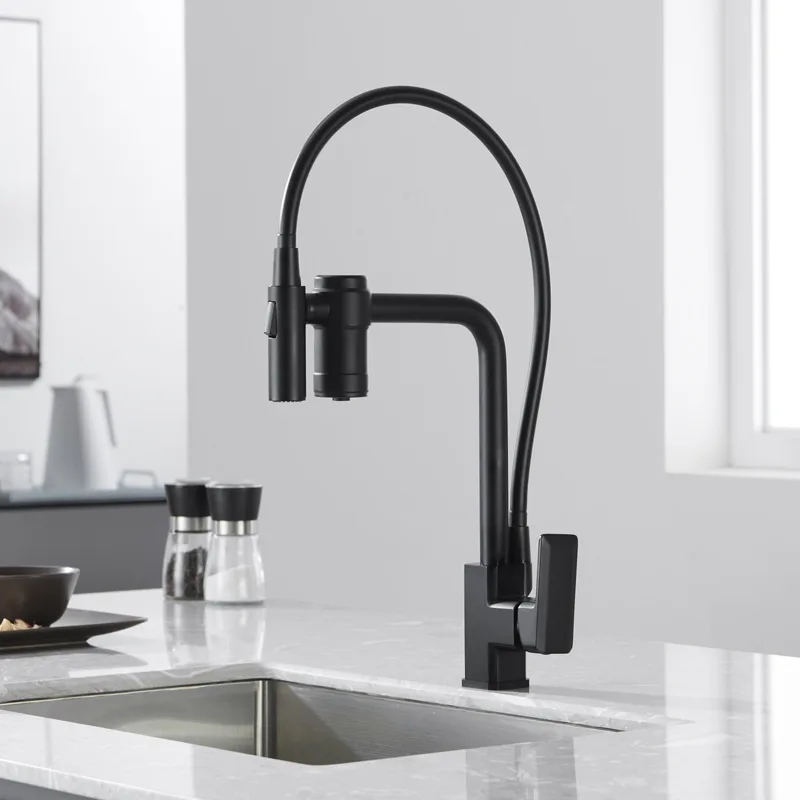 

Matte Black Kitchen Sink Faucet Tap Pure Water Filter Mixer Crane Dual Handles Purification Kitchen Hot and Cold Faucet