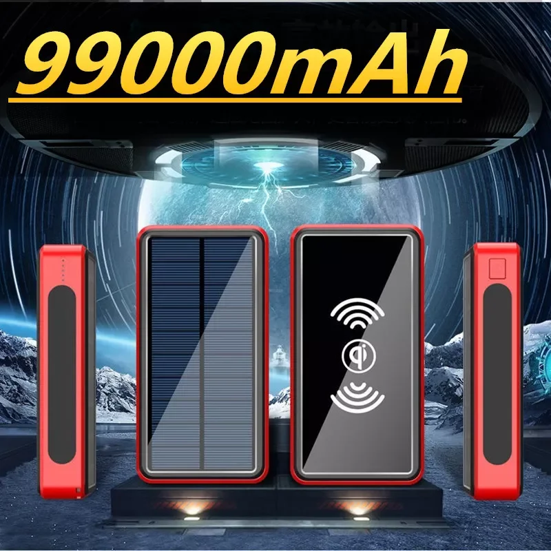 

2023New Wireless 99000mAh Solar Power Bank Capacity Mobile Phone Charging Power Bank External Battery Mobile Phone Fast Charger