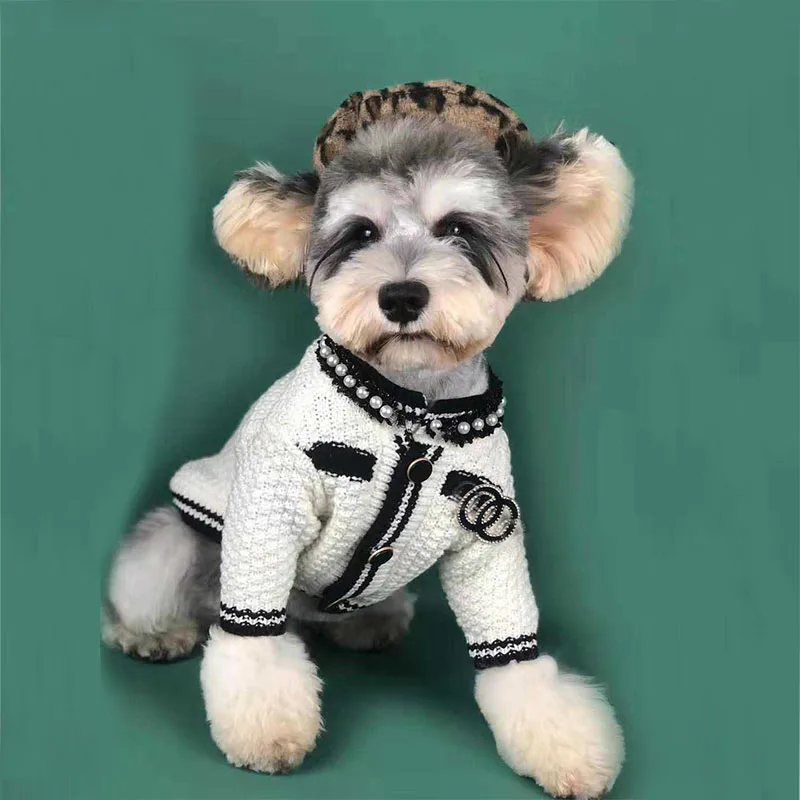 

Dog clothes spring clothes small fragrance sweater cardigan Chenery Bomei Teddy coquibago cat pet clothes