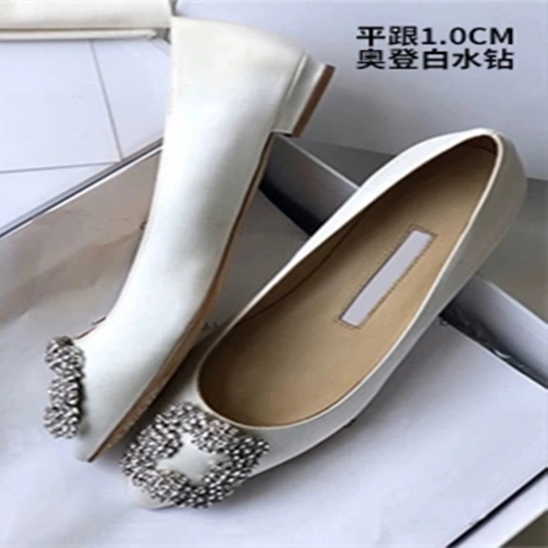 European and American spring and autumn classic ladies shoes diamond buckle decorative shoes
