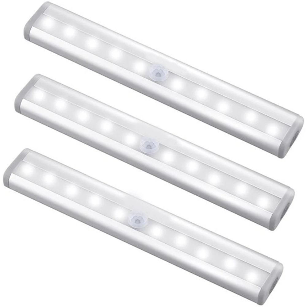

3pcs White Magnetic Stick On Night Lamp Battery Operated Bedroom LED Closet Light Motion Sensor Indoor Wireless Home Kitchen