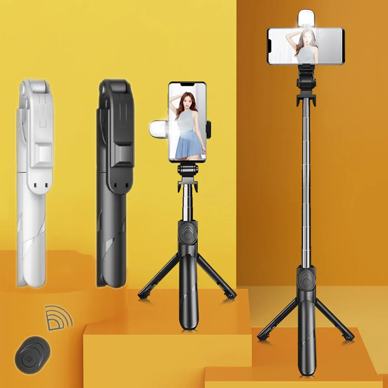 

Bluetooth-compatible Wireless Selfie Stick Mini Tripod Extendable Monopod with Fill Light Remote Shutter for IOS Android Phone