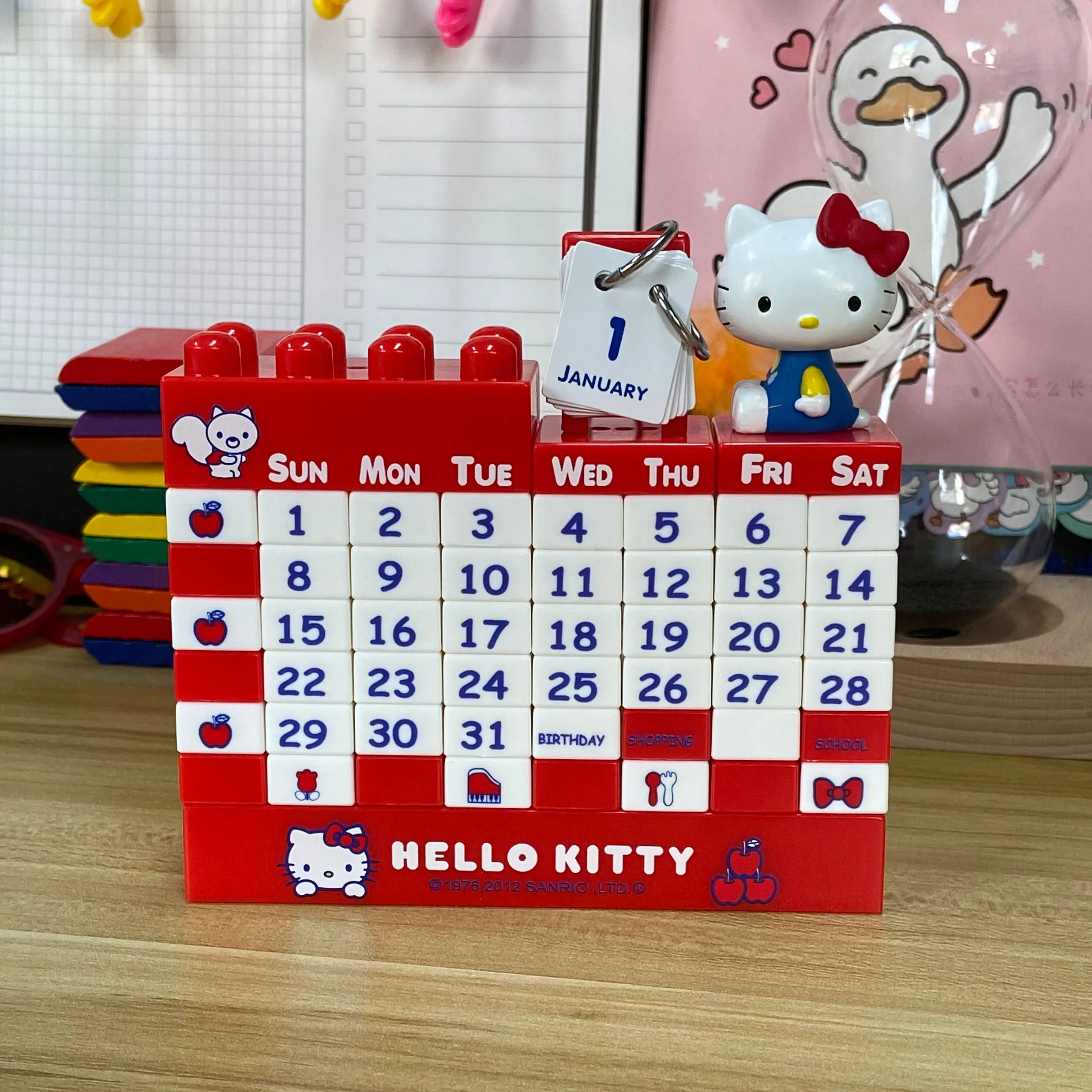 

Sanrio Hello Kitty Creative Building Blocks Perpetual Calendar Permanent Pikachu DIY Doll Assembling Figures Cartoon Ornaments