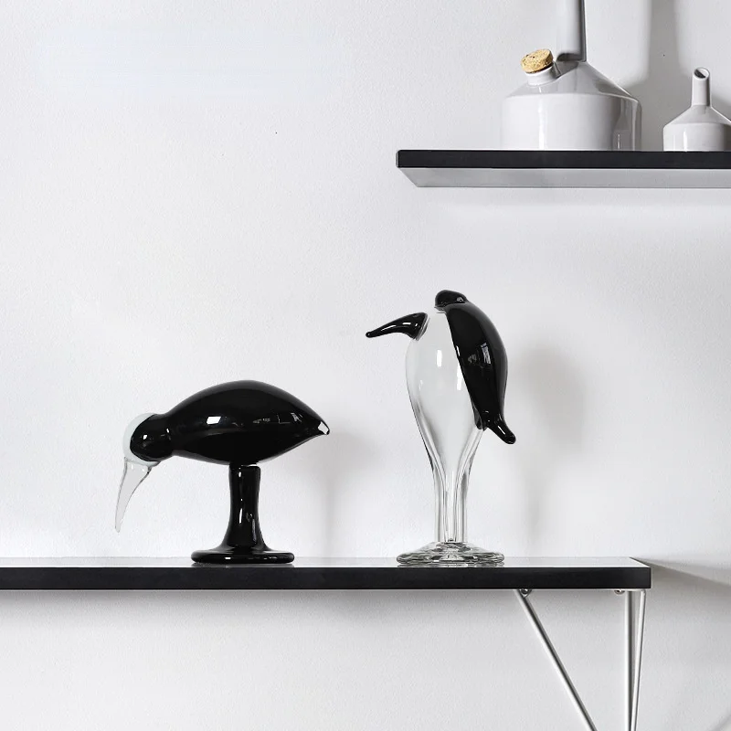 Прозрачная стеклянная статуэтка с птицами |