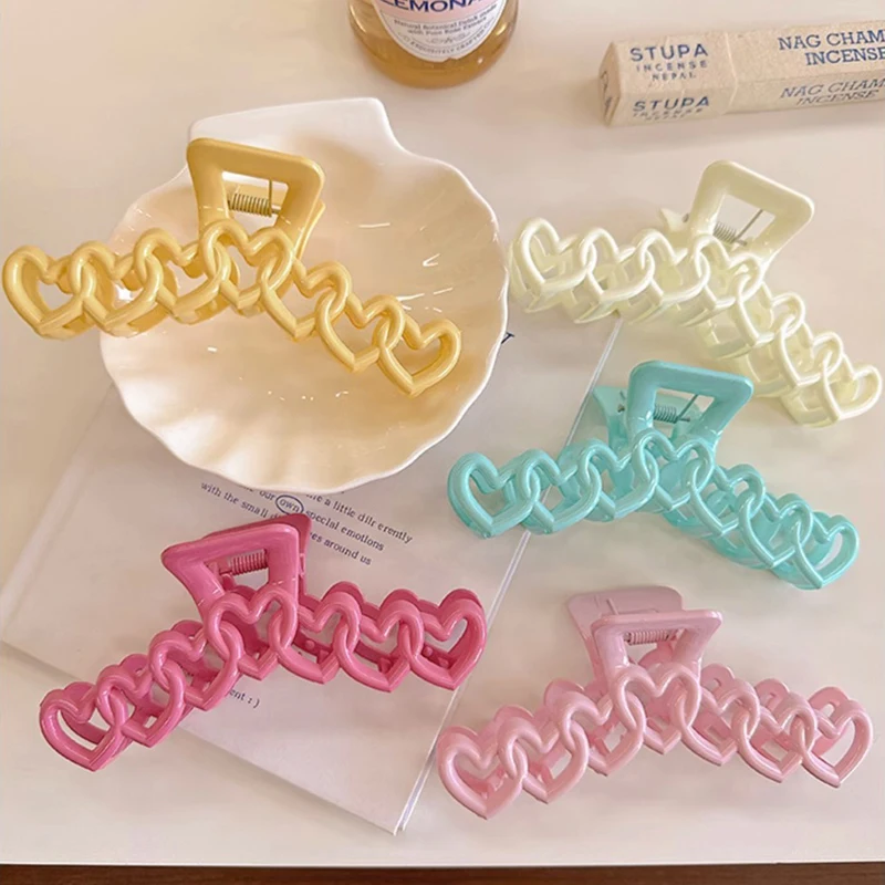 Новинка красочный допамин любовное сердце заколка для волос кремовый цвет зажим