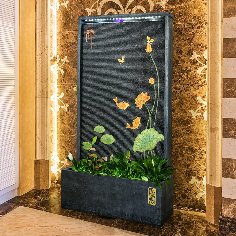 

Креативная настенная занавеска с водной струей, подземные участки, экраны, Циркулирующая вода, ландшафт, украшения в китайском стиле