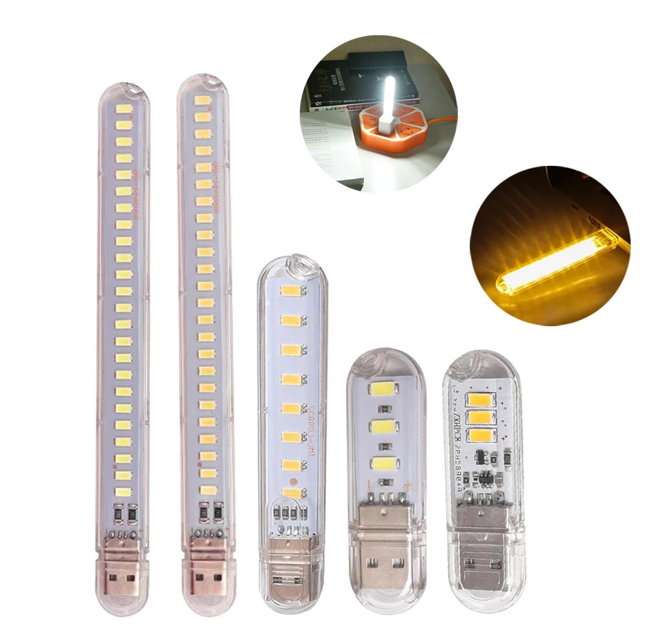 

USB LED Lights Mini Portable Book Light 2-24LEDS Reading Night Lamp For Power Bank PC Laptop Camping Notebook Warm White