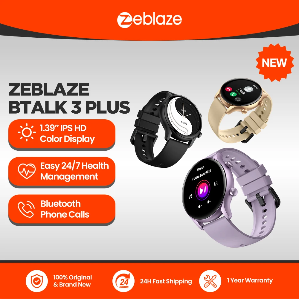 Фото Новые умные часы Zeblaze Btalk 3 Plus с голосовыми вызовами, 1.39-дюймовым большим HD-дисплеем, мониторингом здоровья и спортивными функциями №1