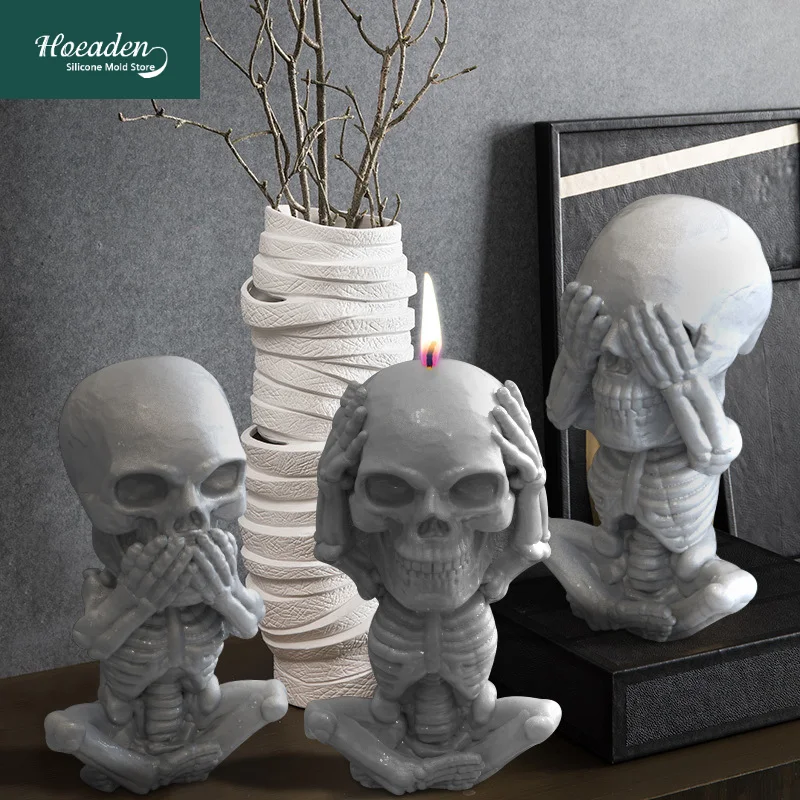 

3D Skull Candle Silicone Molds DIY Funny Modeling Resin Skull Mold Mould Handmade Aroma Candle Soap Silicone Molds Home Decor