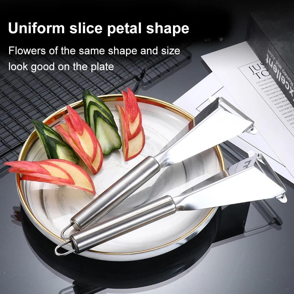 

Stainless Steel Fruit Carving Knife Triangular Shape Vegetable Knife Slicer Fruit Platter Chefs DIY Cut Flowers Carving Blade