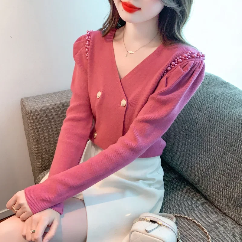 2024 новый женский простой модный вязаный базовый слой осенне-зимний свитер с