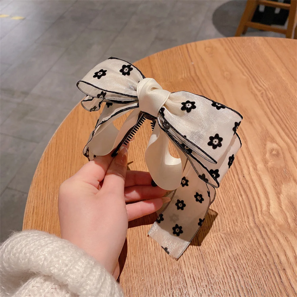 

Spring and Summer Big Bow Floral Hairpin Back Head Korean Net Red Hairpin Headdress Hair Accessories Top Clip Banana Clip
