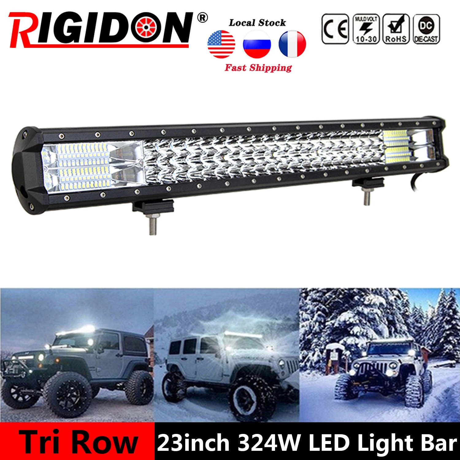 

RIGIDON 23in 324W Tri-Row LED Light Bar Offroad LED Bar Combo Beam Work Lights Bar for Truck SUV ATV 4x4 4WD 12v 24V
