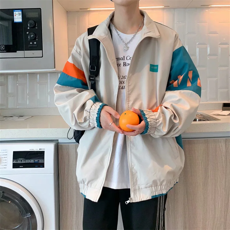 

Japanese Retro College Style Varsity Jacket Men Spring Letter Bomber Jacket Casual Street Loose Cargo Zipper Coat Women Couple