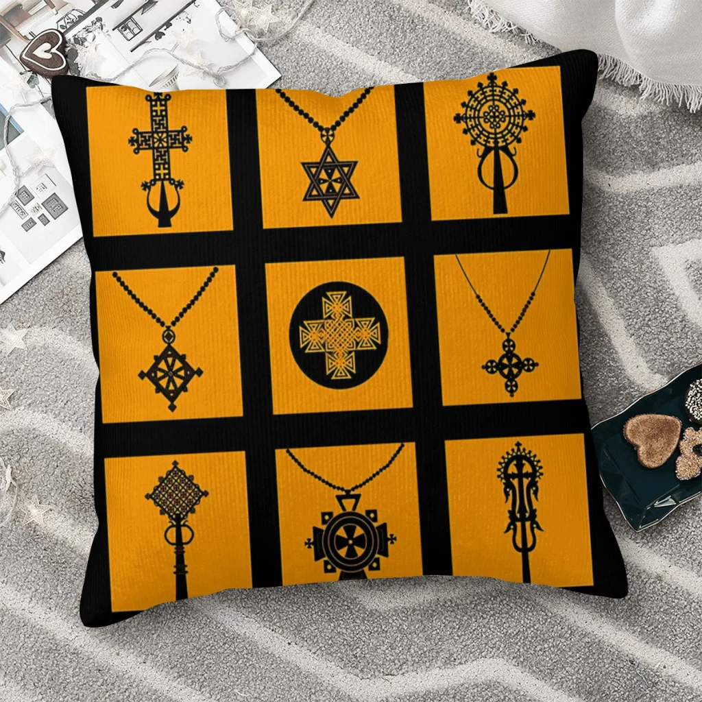 

Orthodox Cojines Ethiopian Cross Throw Pillow Case Cushion Covers Home Sofa Chair Decorative Backpack