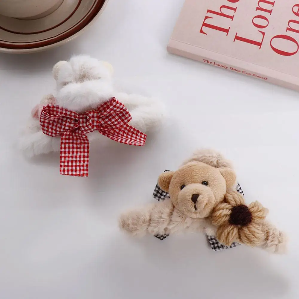 Shark Clip Large Plush Flower Bow Headwear Korean Style Crab Clips Women Hair Accessories Bear Claws