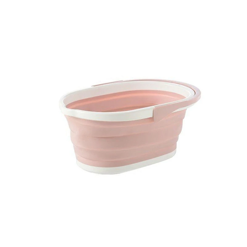 

1 Piece Pink Foldable Water Bucket Outdoor Cleaning Plastic Bucket Clothing Storage Bucket Debris Sorting Accessories
