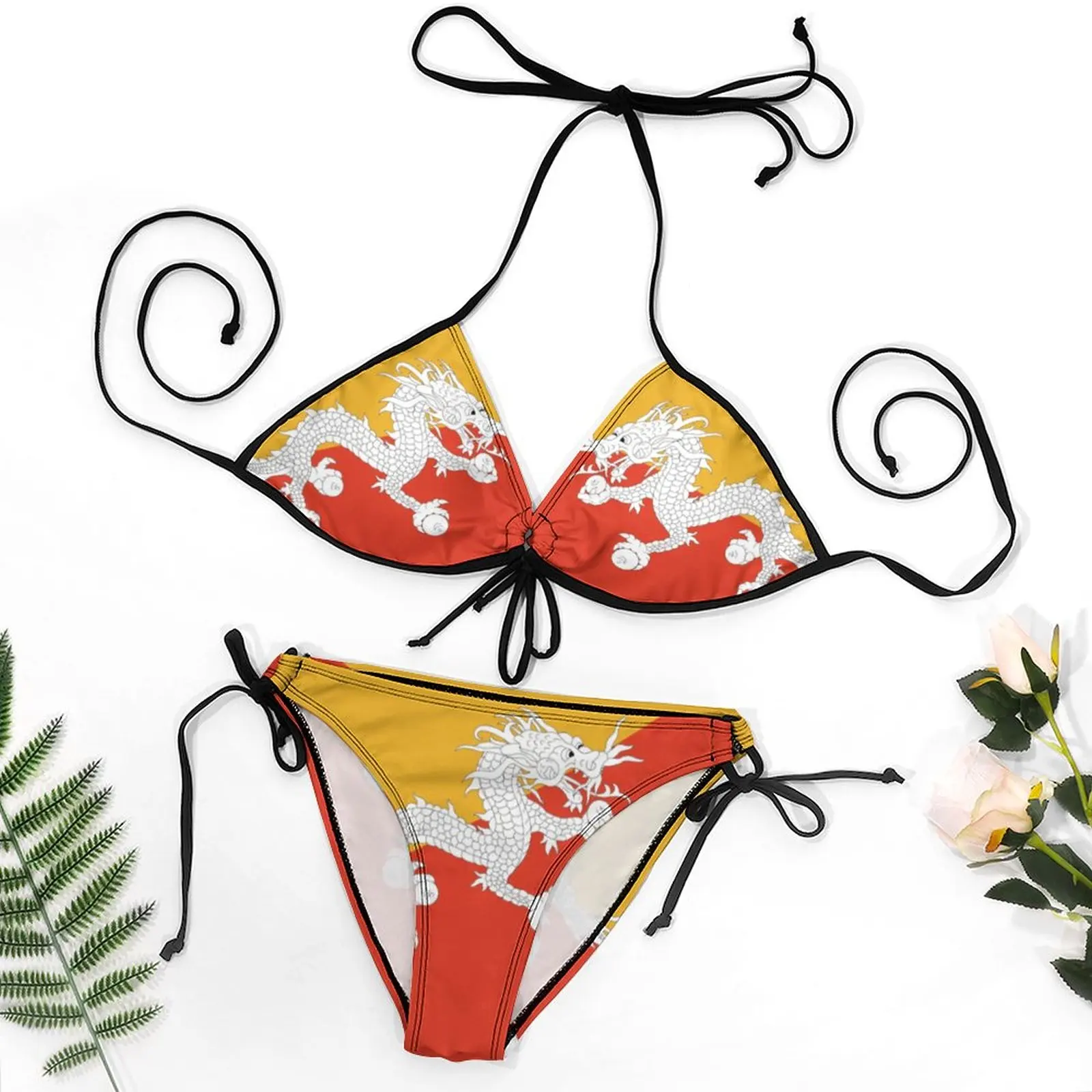 

Casual Graphic Exotic Women's Bikinis Flag of BhutanFunny Geek Bikini High Grade Swimsuit Beachwear