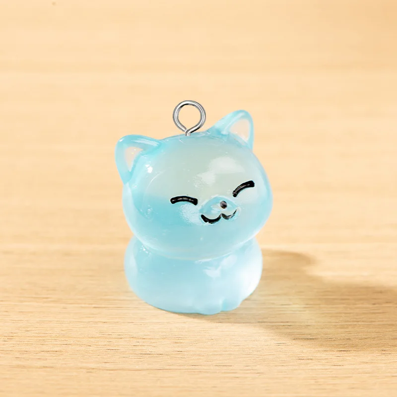 10 шт. милые миниатюрные Люминесцентные Подвески в виде кота из смолы 3D